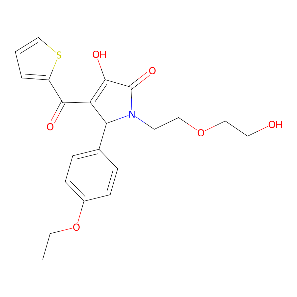 2-(4-ethoxyphenyl)-4-hydroxy-1-[2-(2-hydroxyethoxy)ethyl]-3-(thiophene-2-carbonyl)-2H-pyrrol-5-one molecular structure, CAS 840485-17-8