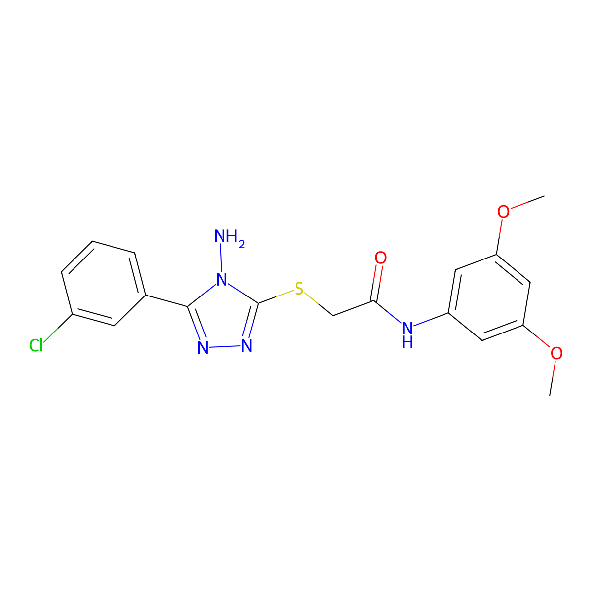 2-{[4-amino-5-(3-chlorophenyl)-4H-1,2,4-triazol-3-yl]sulfanyl}-N-(3,5-dimethoxyphenyl)acetamide molecular structure, CAS 840485-20-3
