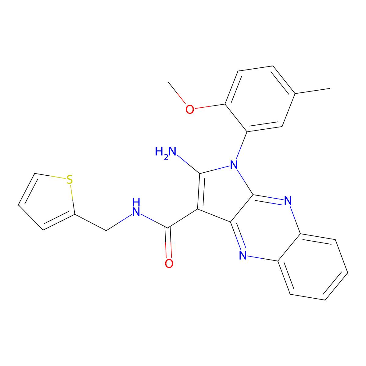 2-amino-1-(2-methoxy-5-methylphenyl)-N-(2-thienylmethyl)-1H-pyrrolo[2,3-b]quinoxaline-3-carboxamide molecular structure, CAS 840485-56-5