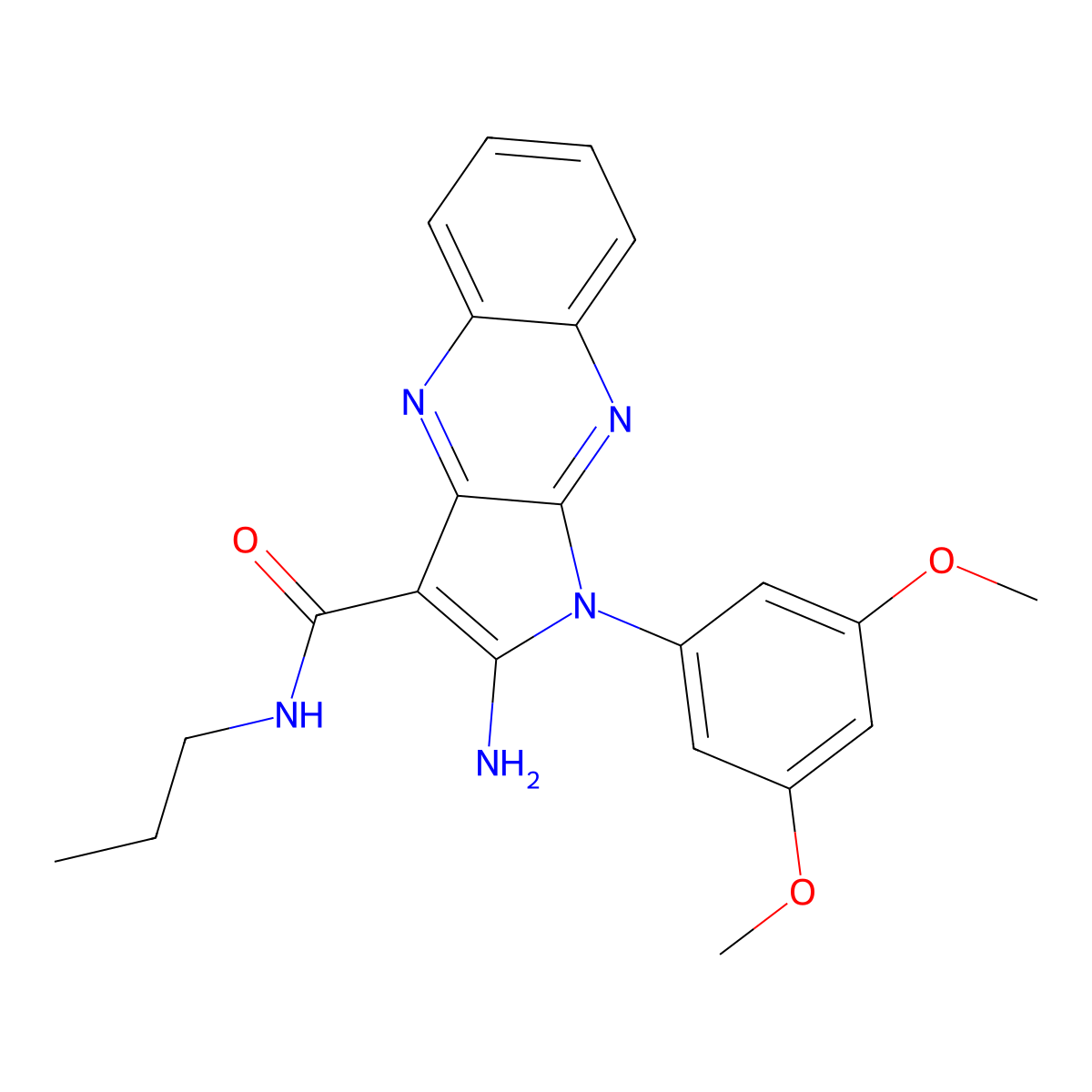 2-amino-1-(3,5-dimethoxyphenyl)-N-propyl-1H-pyrrolo[2,3-b]quinoxaline-3-carboxamide molecular structure, CAS 840485-69-0
