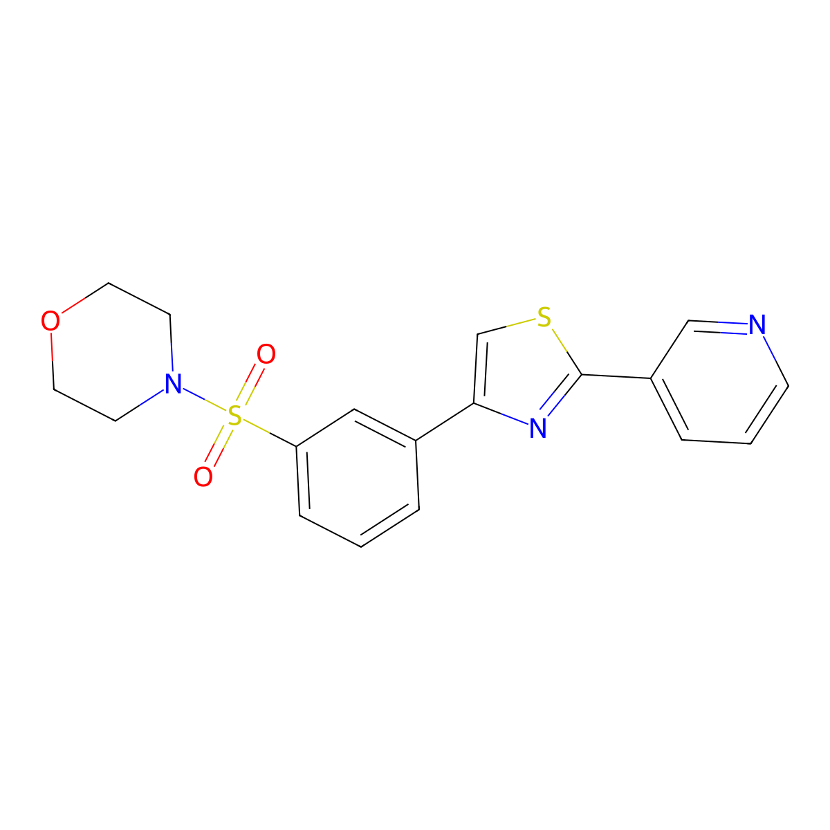 4-[3-(2-Pyridin-3-yl-thiazol-4-yl)-benzenesulfonyl]-morpholine molecular structure, CAS 840485-82-7