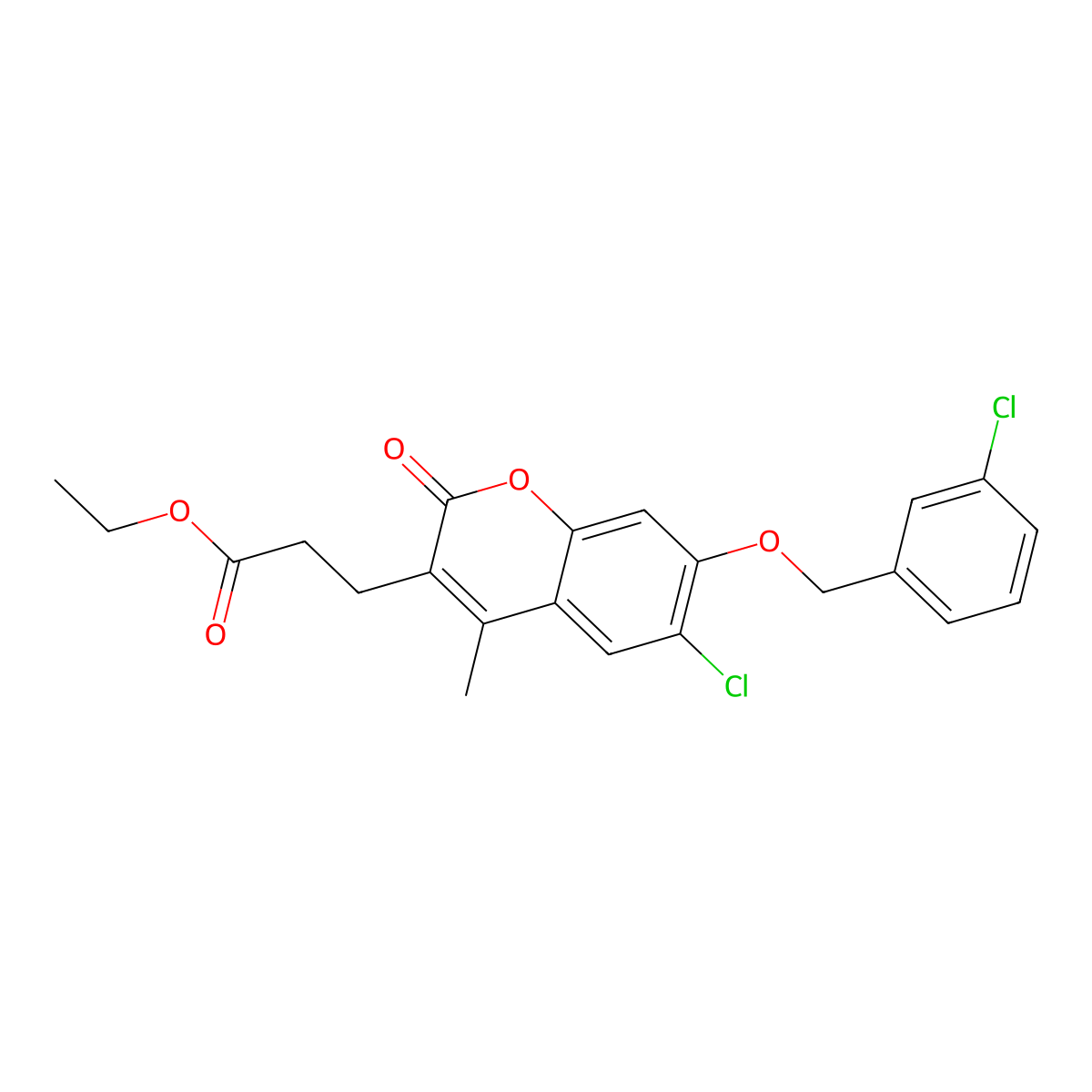 ethyl 3-{6-chloro-7-[(3-chlorobenzyl)oxy]-4-methyl-2-oxo-2H-chromen-3-yl}propanoate molecular structure, CAS 840485-97-4