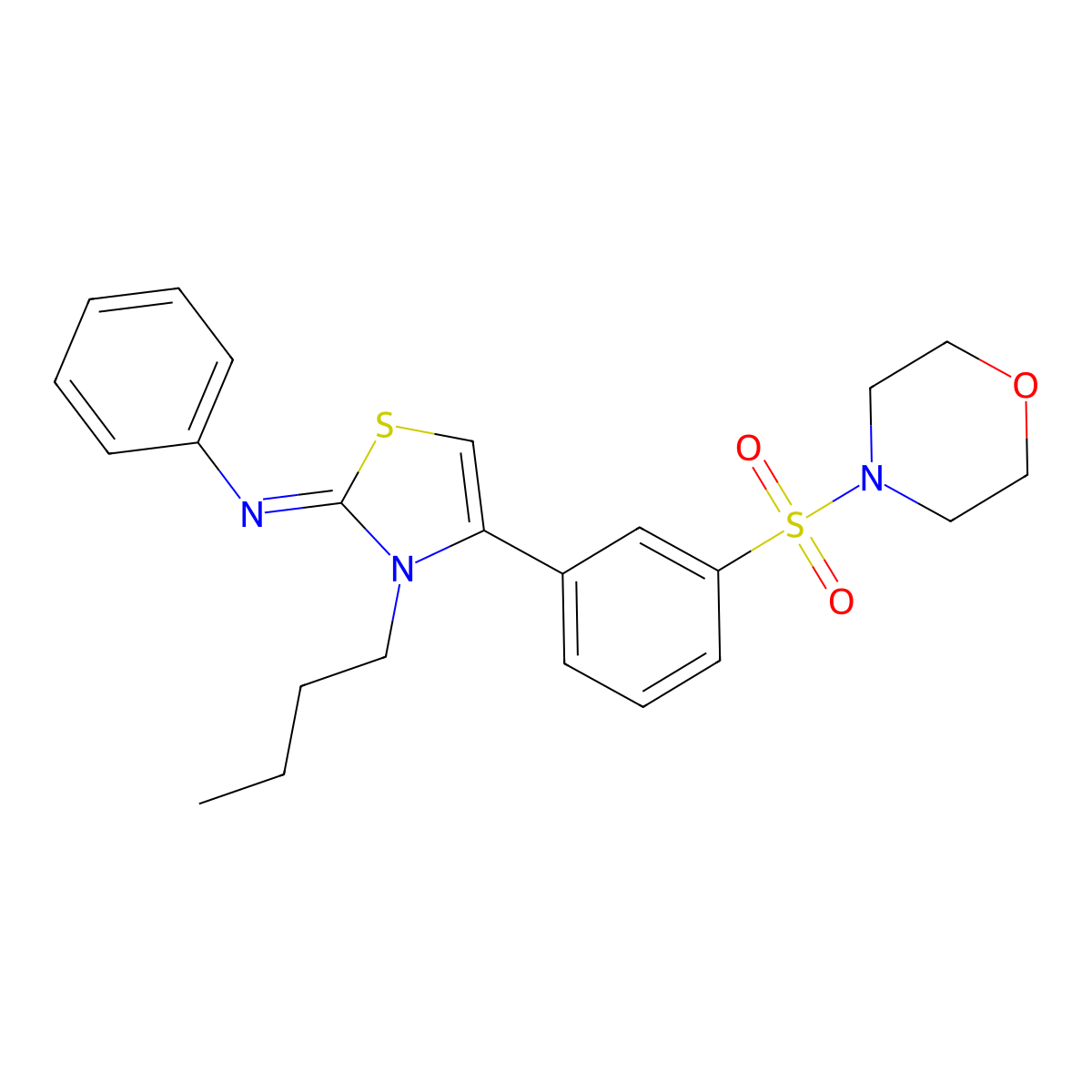 N-[(2E)-3-butyl-4-[3-(morpholin-4-ylsulfonyl)phenyl]-1,3-thiazol-2(3H)-ylidene]aniline molecular structure, CAS 840486-56-8