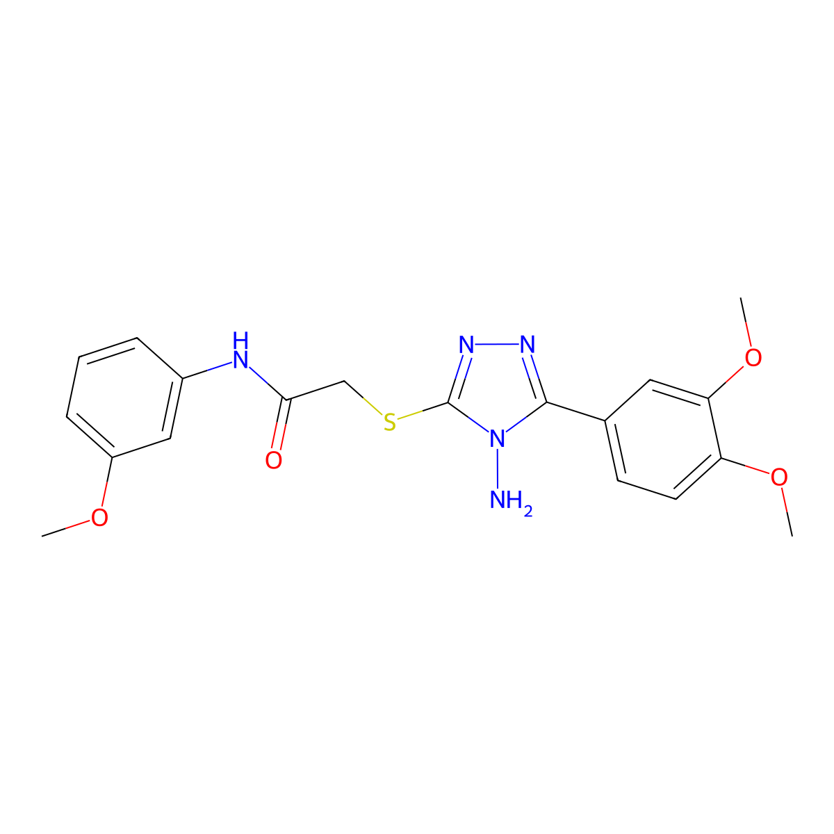 2-((4-amino-5-(3,4-dimethoxyphenyl)-4H-1,2,4-triazol-3-yl)thio)-N-(3-methoxyphenyl)acetamide molecular structure, CAS 840486-94-4