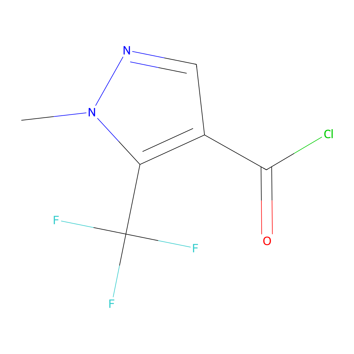 1-Methyl-5-(trifluoromethyl)-1H-pyrazole-4-carbonyl chloride molecular structure, CAS 840489-25-0