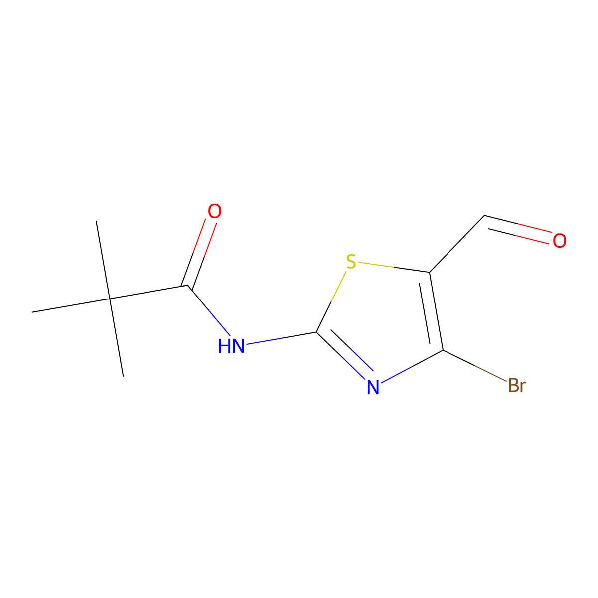 N-(4-Bromo-5-formylthiazol-2-yl)pivalamide molecular structure, CAS 840493-87-0