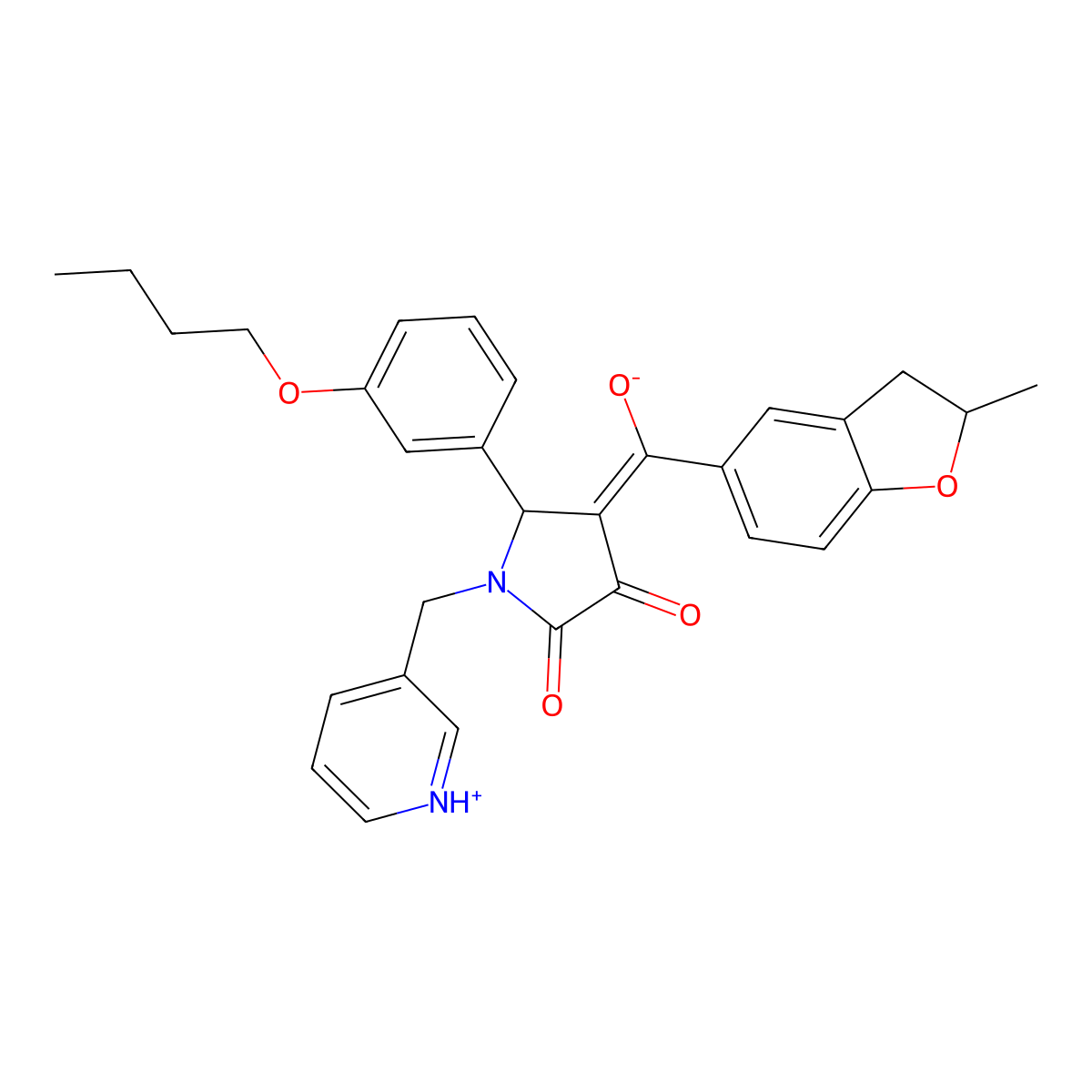 5-(3-butoxyphenyl)-3-hydroxy-4-(2-methyl-2,3-dihydro-1-benzofuran-5-carbonyl)-1-[(pyridin-3-yl)methyl]-2,5-dihydro-1H-pyrrol-2-one molecular structure, CAS 840495-07-0