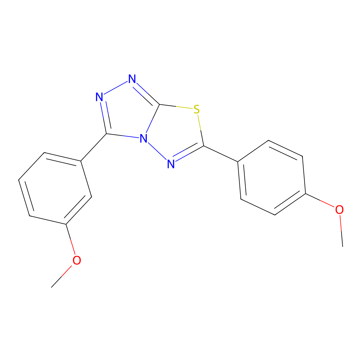 3-(3-Methoxyphenyl)-6-(4-methoxyphenyl)-[1,2,4]triazolo[3,4-b][1,3,4]thiadiazole molecular structure, CAS 840495-15-0