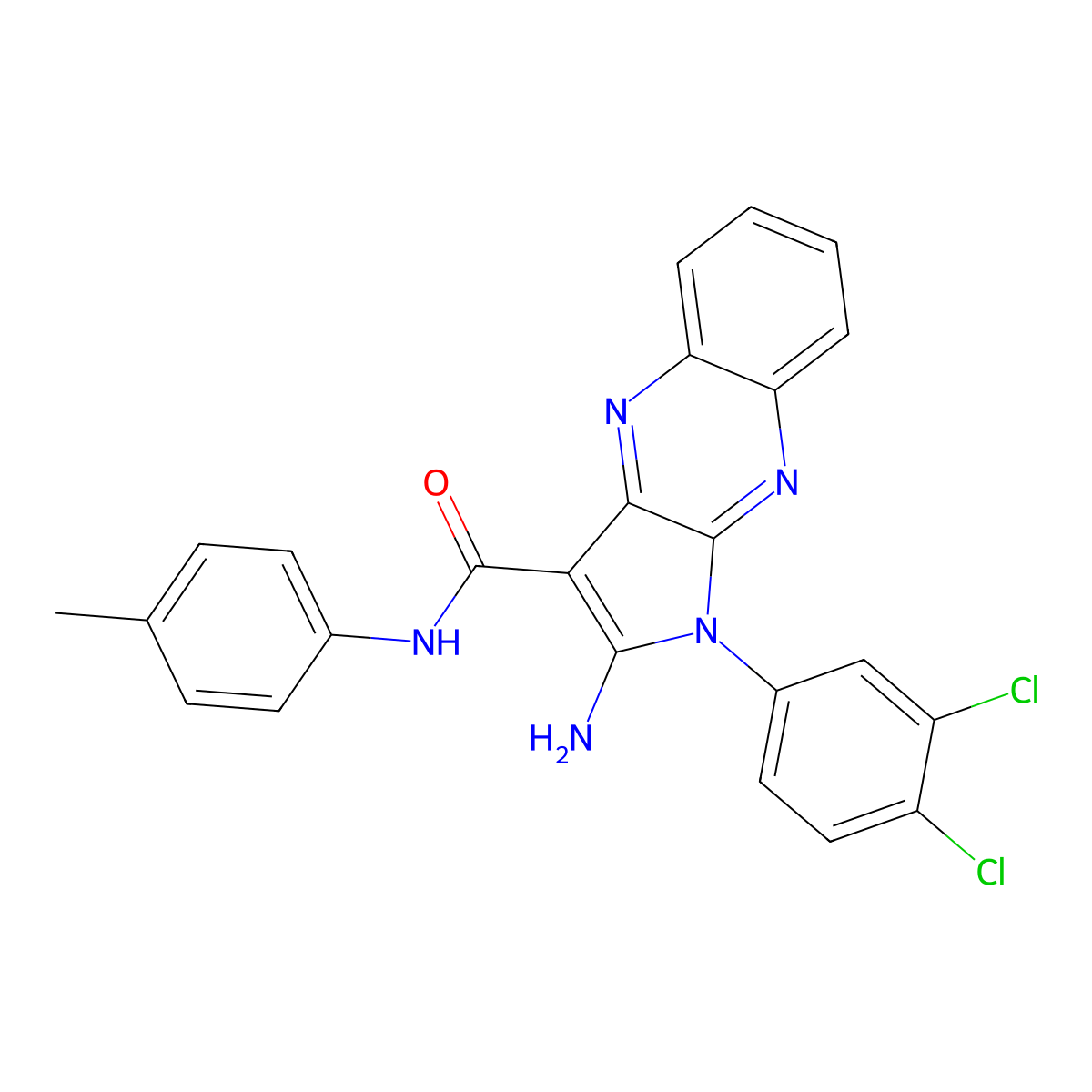 2-amino-1-(3,4-dichlorophenyl)-N-(4-methylphenyl)-1H-pyrrolo[2,3-b]quinoxaline-3-carboxamide molecular structure, CAS 840495-18-3