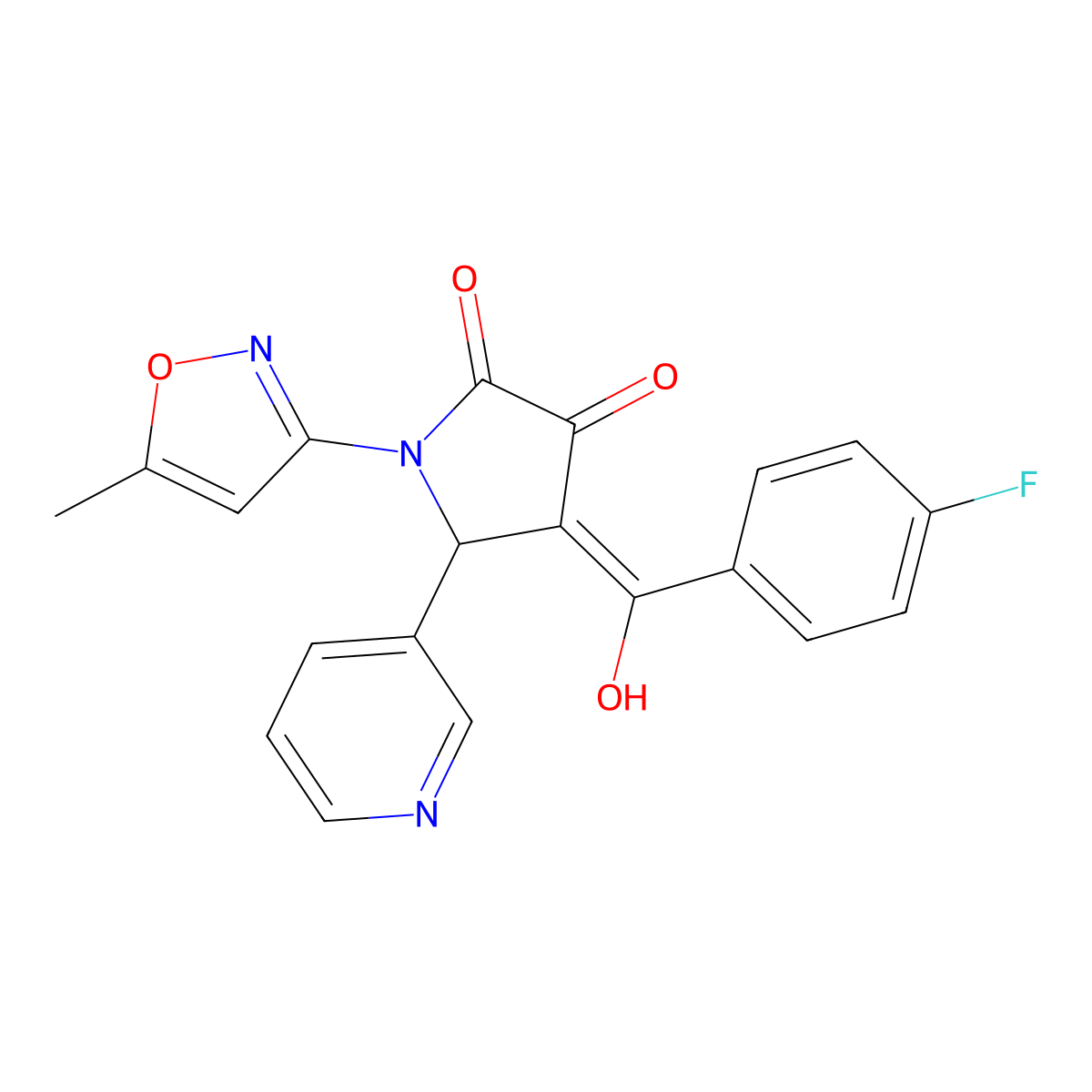 4-(4-fluorobenzoyl)-3-hydroxy-1-(5-methyl-1,2-oxazol-3-yl)-5-(pyridin-3-yl)-2,5-dihydro-1H-pyrrol-2-one molecular structure, CAS 840495-24-1