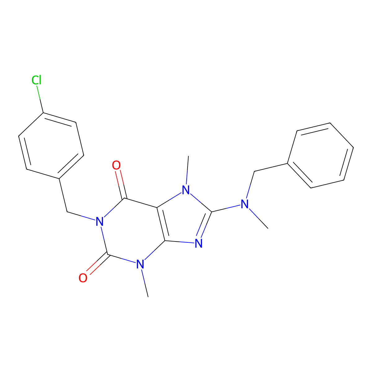 8-(benzyl(methyl)amino)-1-(4-chlorobenzyl)-3,7-dimethyl-1H-purine-2,6(3H,7H)-dione molecular structure, CAS 840495-25-2