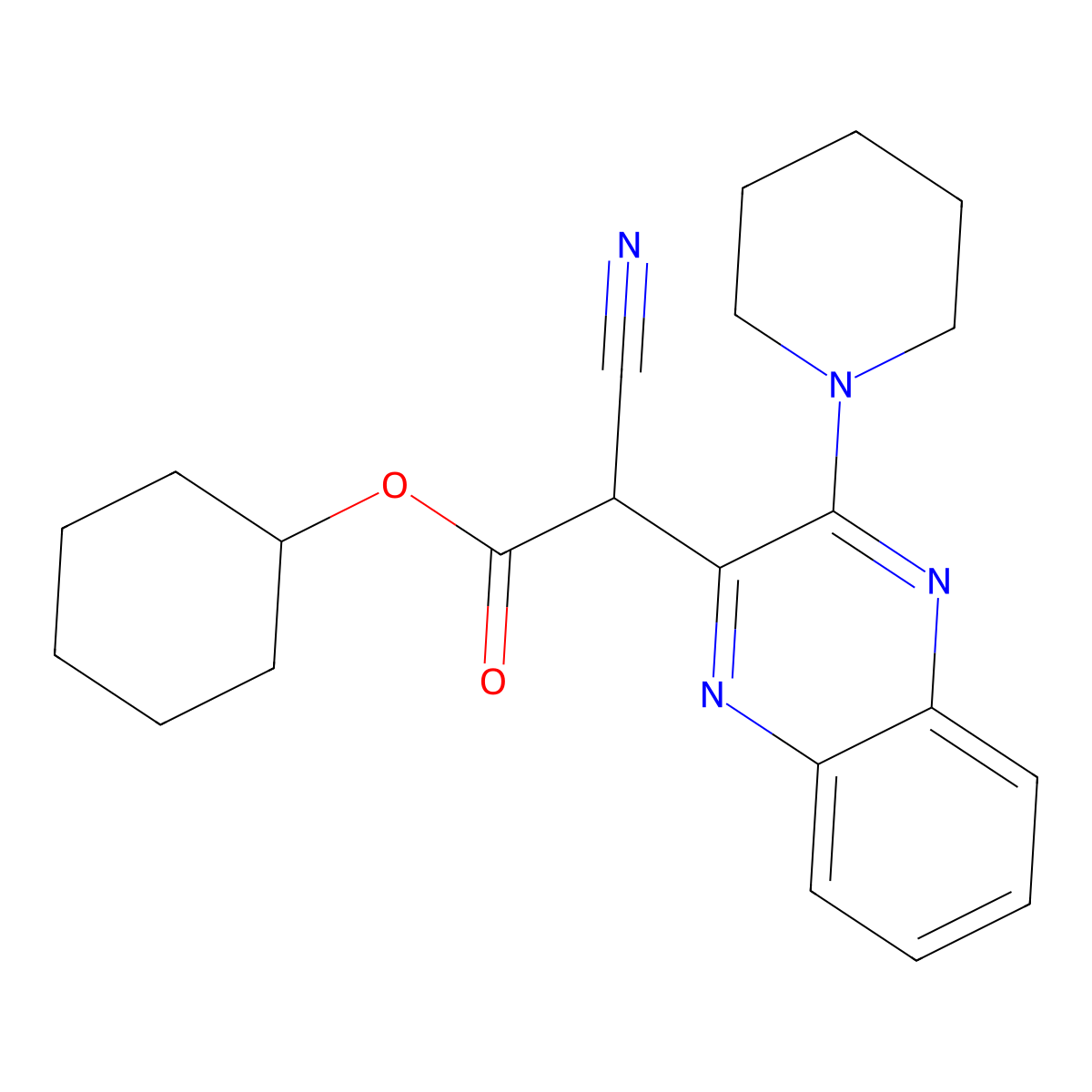 Cyclohexyl cyano[3-(piperidin-1-yl)quinoxalin-2-yl]acetate molecular structure, CAS 840495-93-4