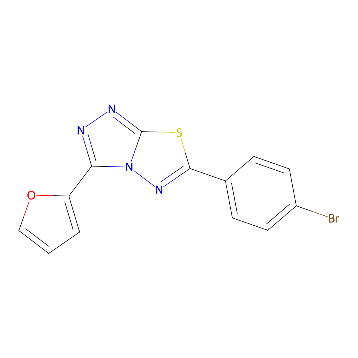 6-(4-Bromophenyl)-3-(furan-2-yl)-[1,2,4]triazolo[3,4-b][1,3,4]thiadiazole molecular structure, CAS 840495-99-0