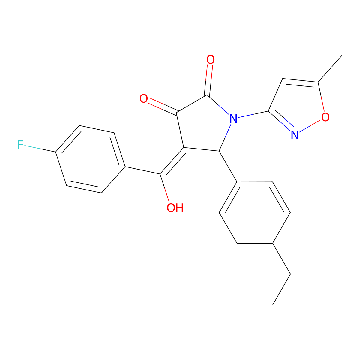 5-(4-ethylphenyl)-4-(4-fluorobenzoyl)-3-hydroxy-1-(5-methyl-1,2-oxazol-3-yl)-2,5-dihydro-1H-pyrrol-2-one molecular structure, CAS 840496-21-1