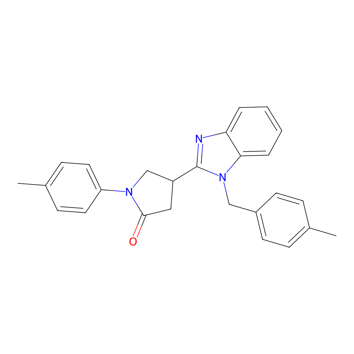 4-(1-(4-methylbenzyl)-1H-benzo[d]imidazol-2-yl)-1-(p-tolyl)pyrrolidin-2-one molecular structure, CAS 840496-43-7