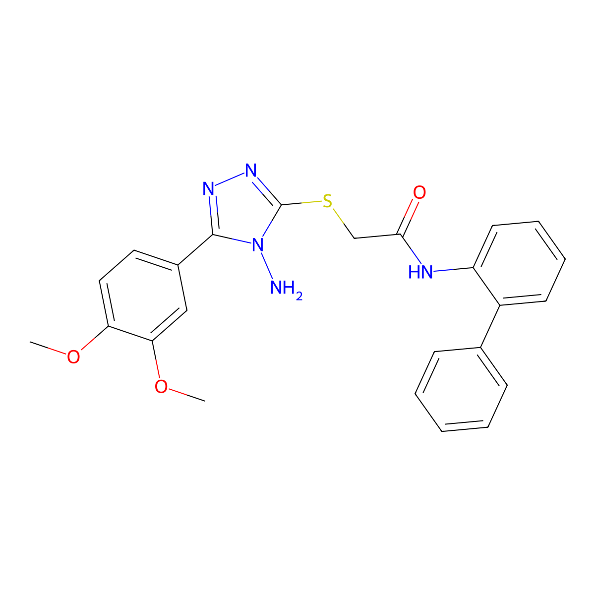 2-[4-amino-5-(3,4-dimethoxyphenyl)(1,2,4-triazol-3-ylthio)]-N-(2-phenylphenyl) acetamide molecular structure, CAS 840496-80-2