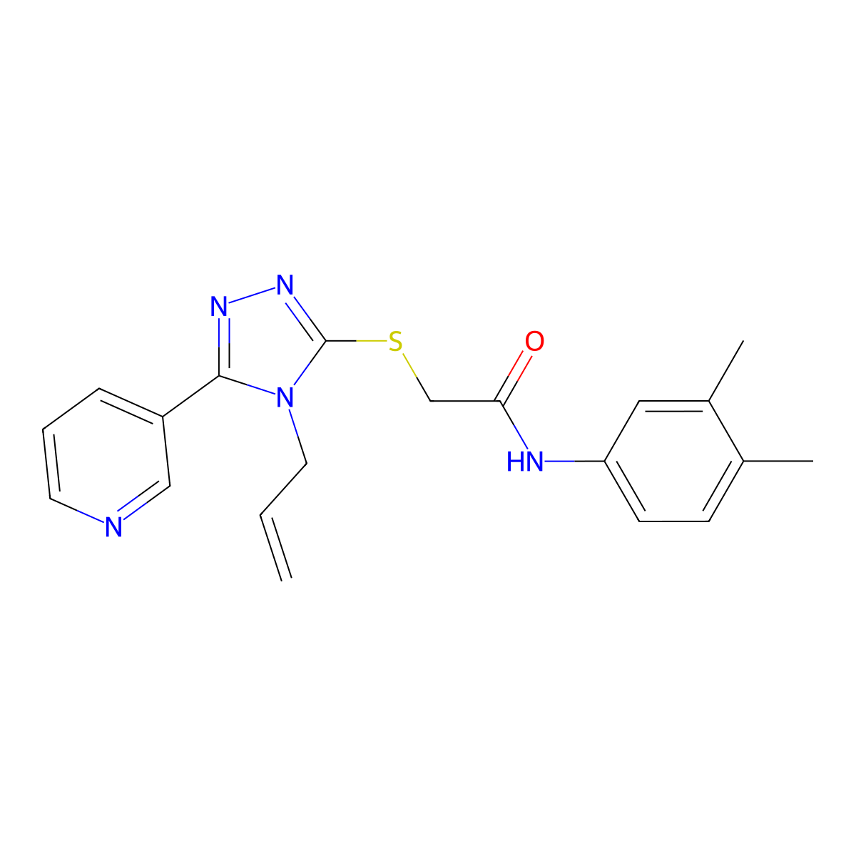 N-(3,4-dimethylphenyl)-2-{[4-(prop-2-en-1-yl)-5-(pyridin-3-yl)-4H-1,2,4-triazol-3-yl]sulfanyl}acetamide molecular structure, CAS 840496-86-8