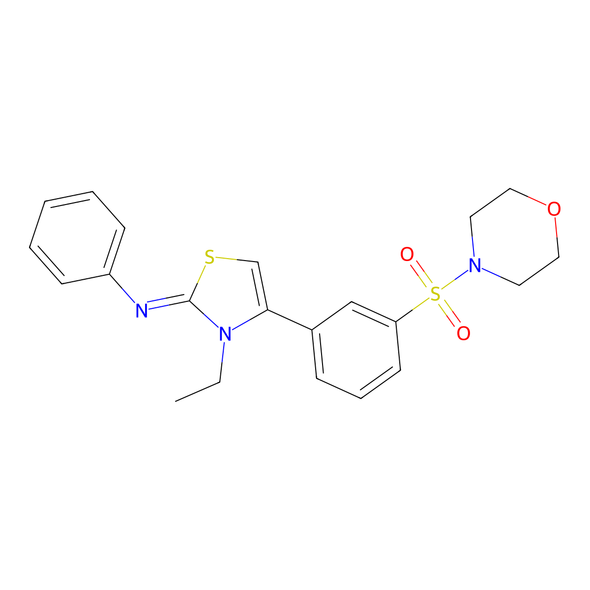 N-[(2E)-3-ethyl-4-[3-(morpholin-4-ylsulfonyl)phenyl]-1,3-thiazol-2(3H)-ylidene]aniline molecular structure, CAS 840497-16-7