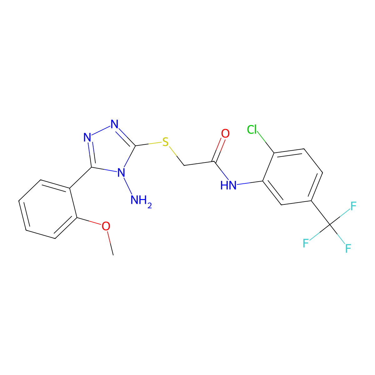 2-[4-amino-5-(2-methoxyphenyl)(1,2,4-triazol-3-ylthio)]-N-[2-chloro-5-(trifluo romethyl)phenyl]acetamide molecular structure, CAS 840497-54-3