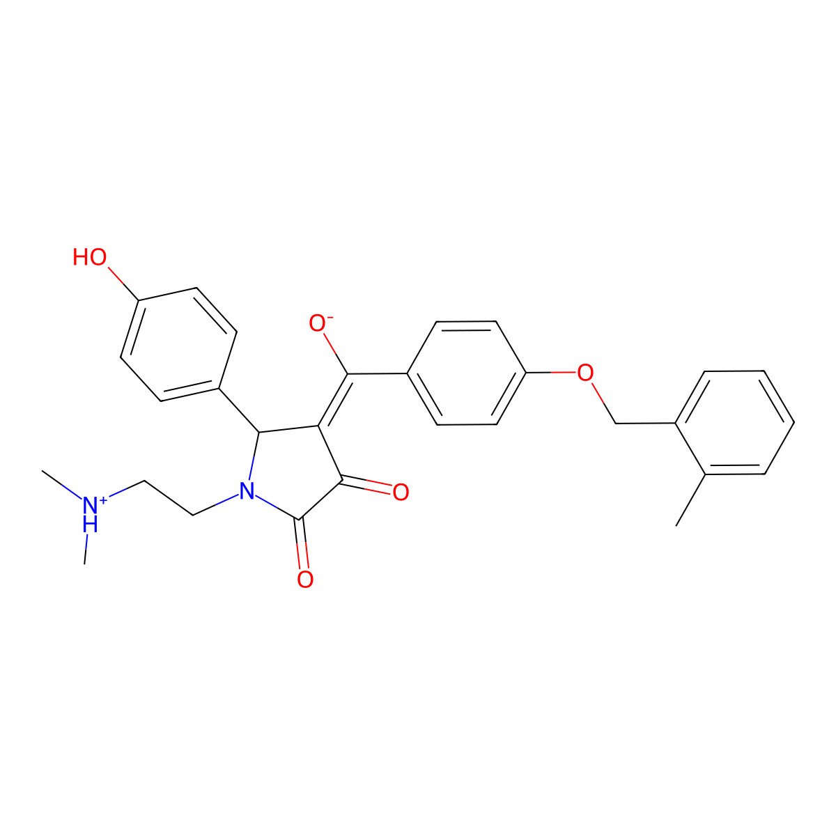 1-[2-(dimethylamino)ethyl]-3-hydroxy-5-(4-hydroxyphenyl)-4-{4-[(2-methylphenyl)methoxy]benzoyl}-2,5-dihydro-1H-pyrrol-2-one molecular structure, CAS 840497-60-1