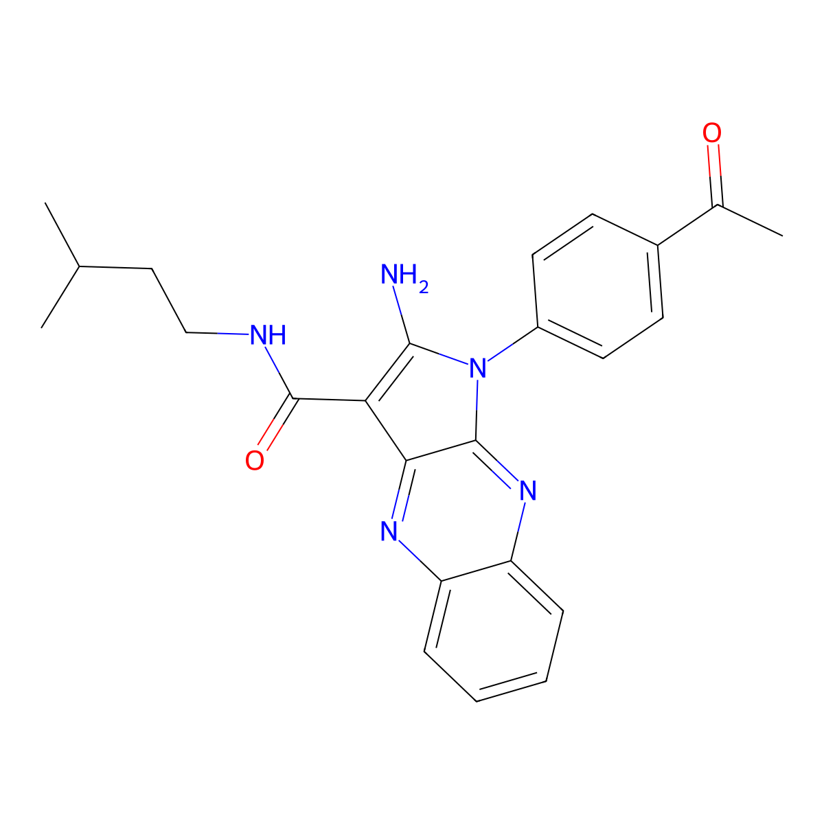 1-(4-acetylphenyl)-2-amino-N-isopentyl-1H-pyrrolo[2,3-b]quinoxaline-3-carboxamide molecular structure, CAS 840497-98-5