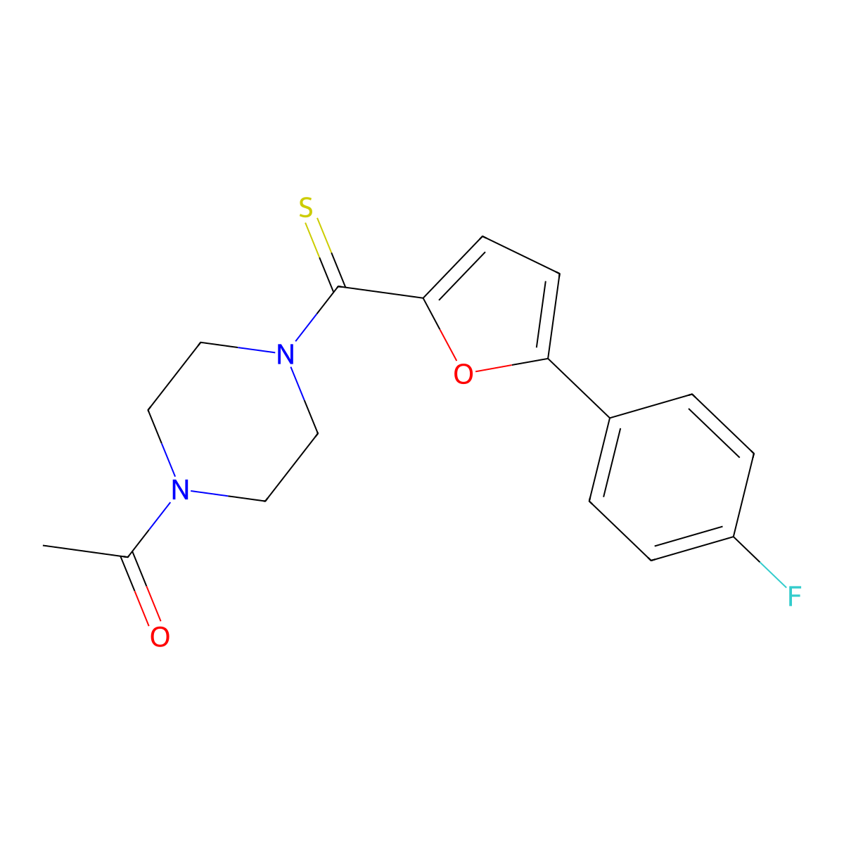 1-[4-[5-(4-Fluorophenyl)furan-2-carbothioyl]piperazin-1-yl]ethanone molecular structure, CAS 840497-99-6