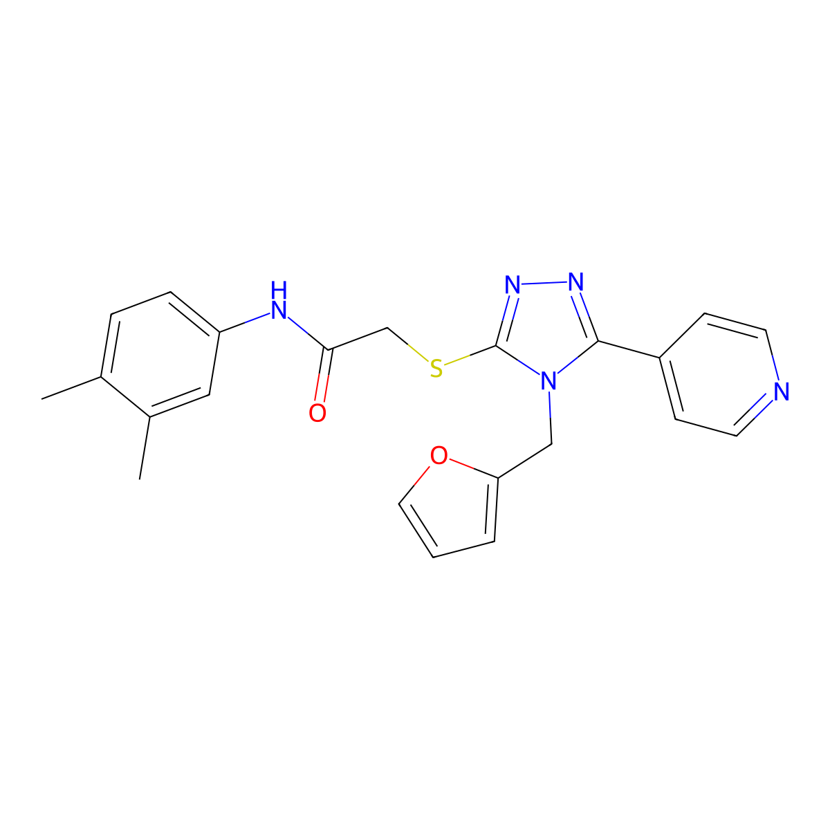 N-(3,4-dimethylphenyl)-2-{[4-(furan-2-ylmethyl)-5-(pyridin-4-yl)-4H-1,2,4-triazol-3-yl]sulfanyl}acetamide molecular structure, CAS 840498-04-6