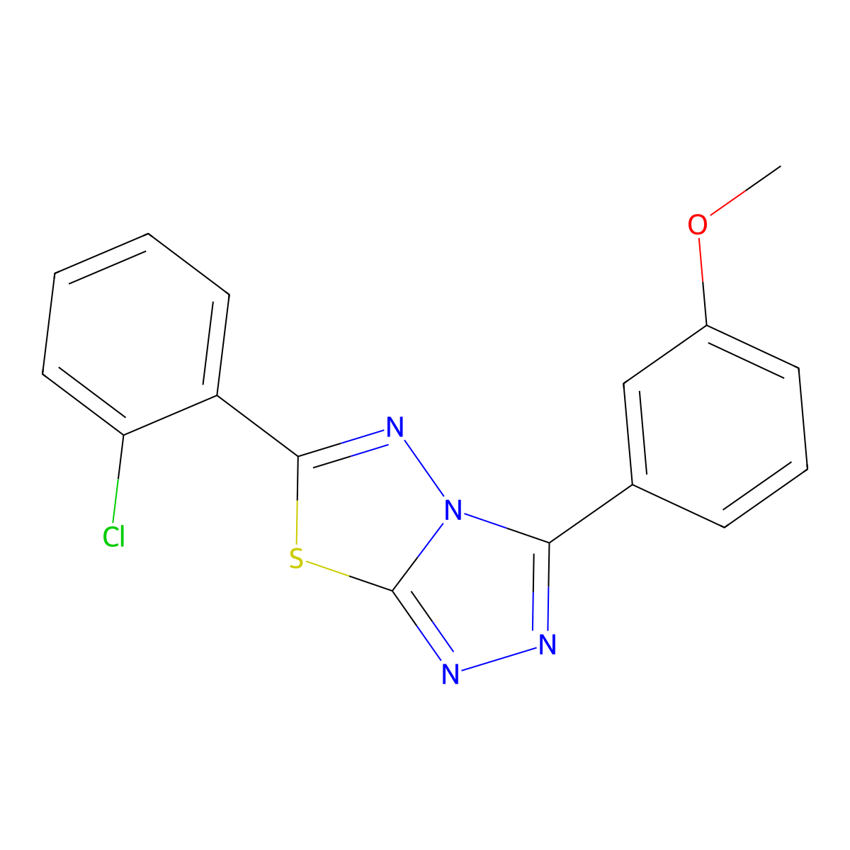 6-(2-Chlorophenyl)-3-(3-methoxyphenyl)-[1,2,4]triazolo[3,4-b][1,3,4]thiadiazole molecular structure, CAS 840498-09-1