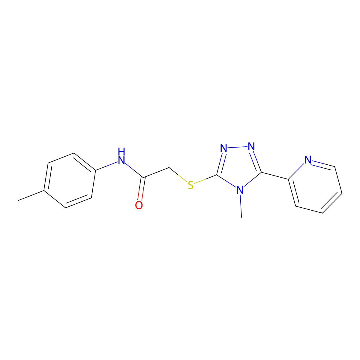 2-(4-methyl-5-(2-pyridyl)(1,2,4-triazol-3-ylthio))-N-(4-methylphenyl)acetamide molecular structure, CAS 840498-22-8