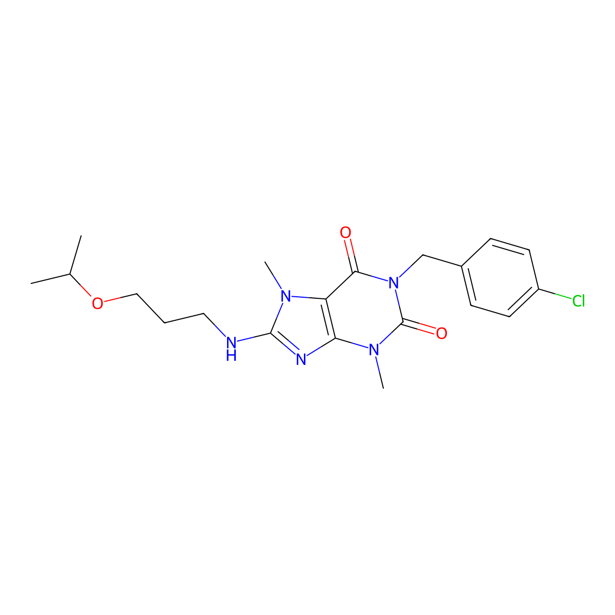 1-(4-chlorobenzyl)-8-((3-isopropoxypropyl)amino)-3,7-dimethyl-1H-purine-2,6(3H,7H)-dione molecular structure, CAS 840498-26-2