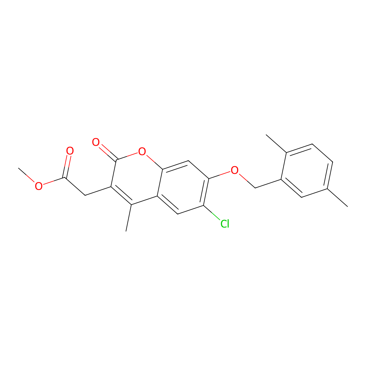 methyl {6-chloro-7-[(2,5-dimethylbenzyl)oxy]-4-methyl-2-oxo-2H-chromen-3-yl}acetate molecular structure, CAS 840498-29-5
