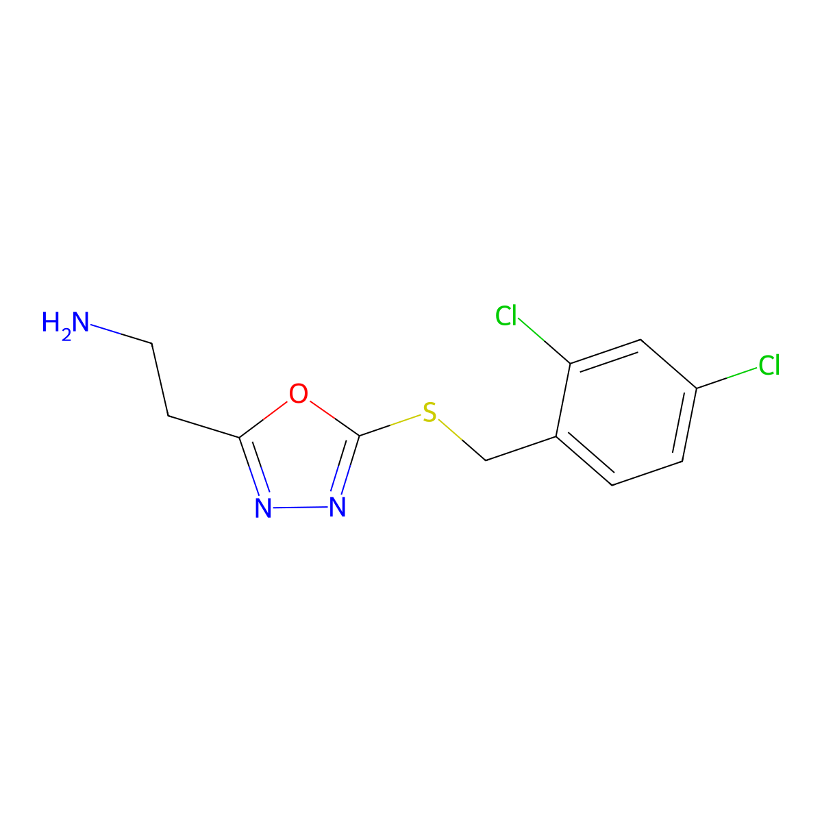 2-(5-((2,4-Dichlorobenzyl)thio)-1,3,4-oxadiazol-2-yl)ethanamine molecular structure, CAS 840498-30-8