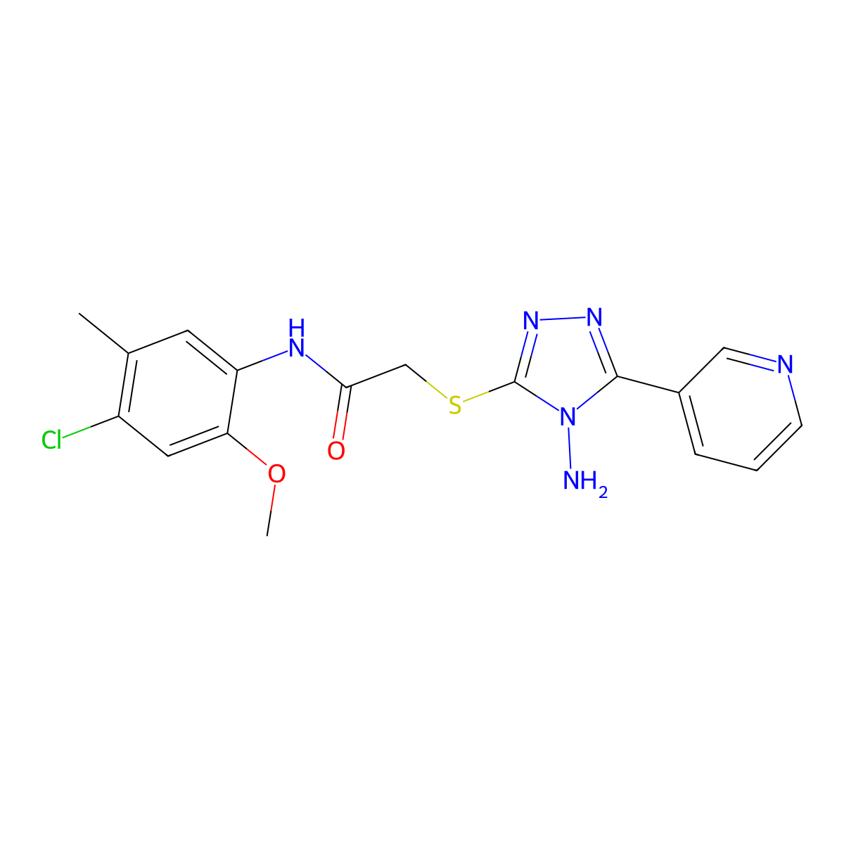 2-(4-amino-5-(3-pyridyl)(1,2,4-triazol-3-ylthio))-N-(4-chloro-2-methoxy-5-meth ylphenyl)acetamide molecular structure, CAS 840498-36-4