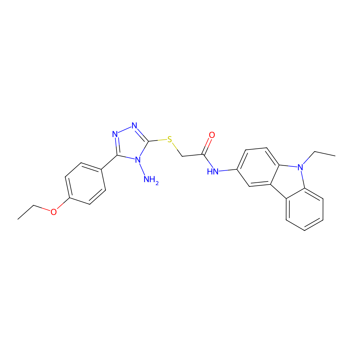 2-[4-Amino-5-(4-ethoxy-phenyl)-4H-[1,2,4]triazol-3-ylsulfanyl]-N-(9-ethyl-9H-carbazol-3-yl)-acetamide molecular structure, CAS 840498-37-5