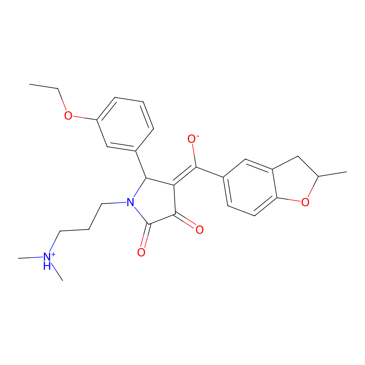 1-[3-(dimethylamino)propyl]-5-(3-ethoxyphenyl)-3-hydroxy-4-(2-methyl-2,3-dihydro-1-benzofuran-5-carbonyl)-2,5-dihydro-1H-pyrrol-2-one molecular structure, CAS 840498-41-1