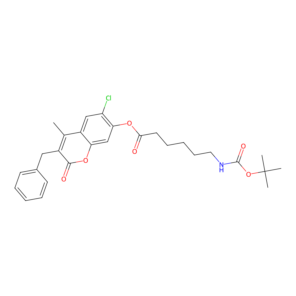 3-benzyl-6-chloro-4-methyl-2-oxo-2H-chromen-7-yl 6-[(tert-butoxycarbonyl)amino]hexanoate molecular structure, CAS 840498-50-2
