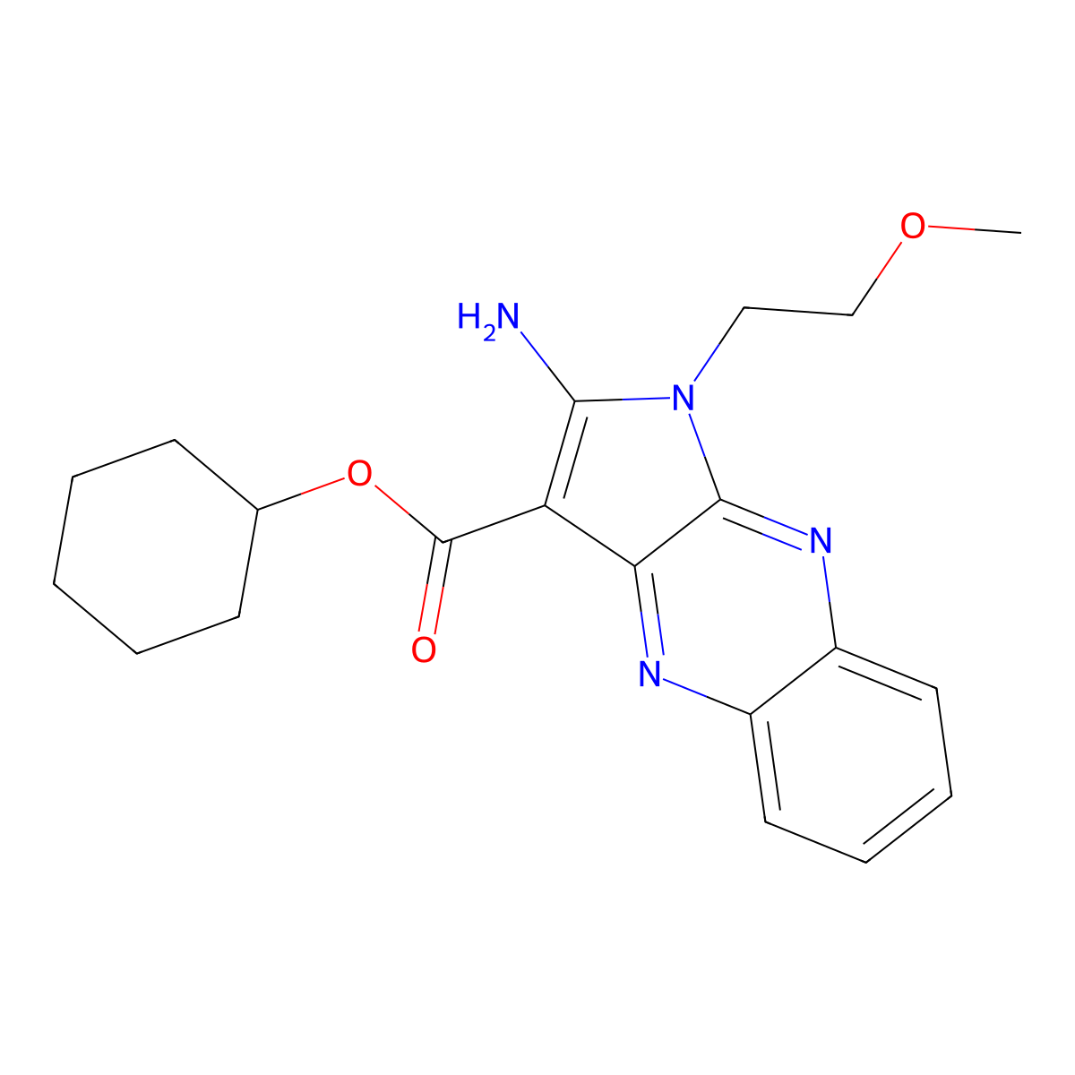 cyclohexyl 2-amino-1-(2-methoxyethyl)-1H-pyrrolo[2,3-b]quinoxaline-3-carboxylate molecular structure, CAS 840498-65-9