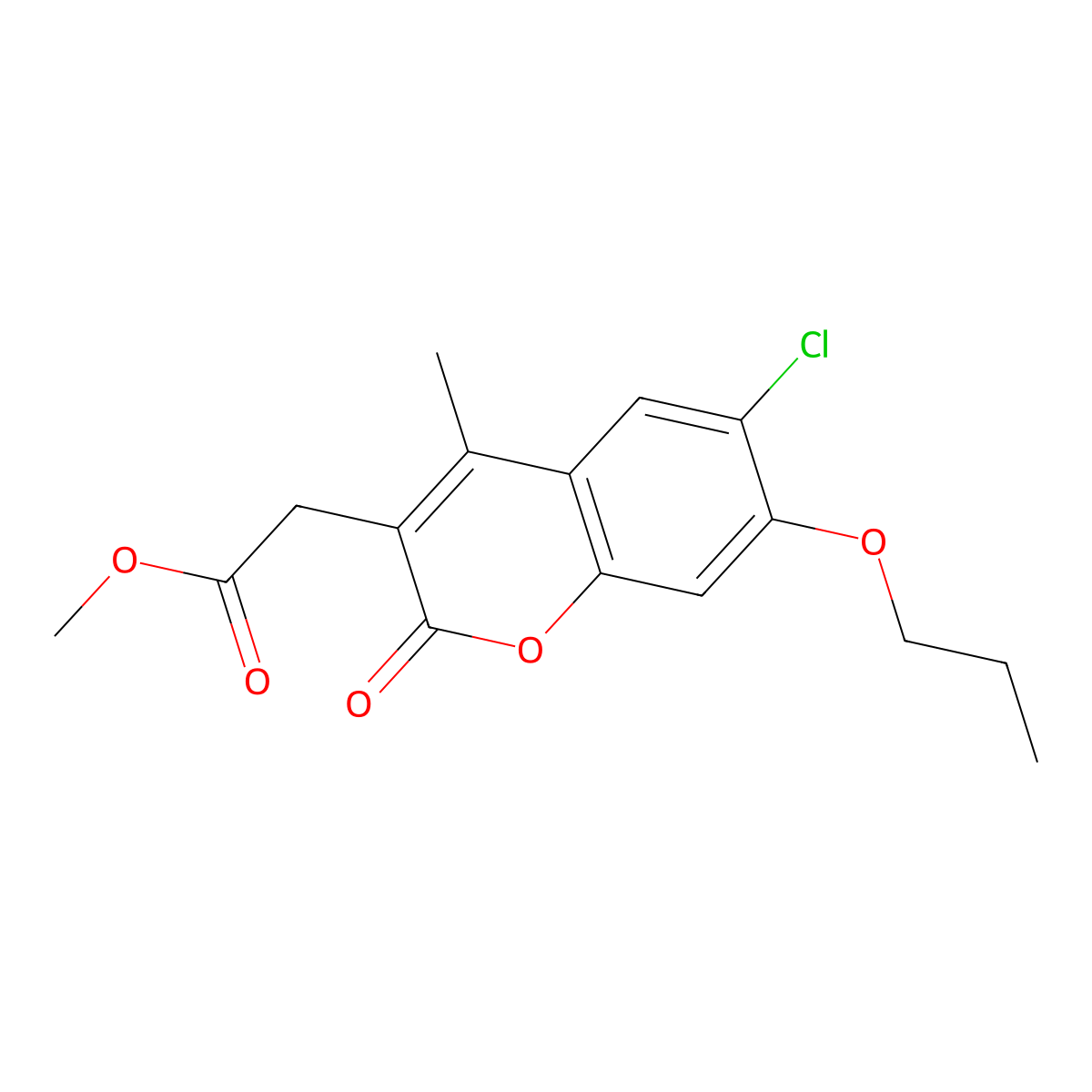 methyl (6-chloro-4-methyl-2-oxo-7-propoxy-2H-chromen-3-yl)acetate molecular structure, CAS 840498-84-2
