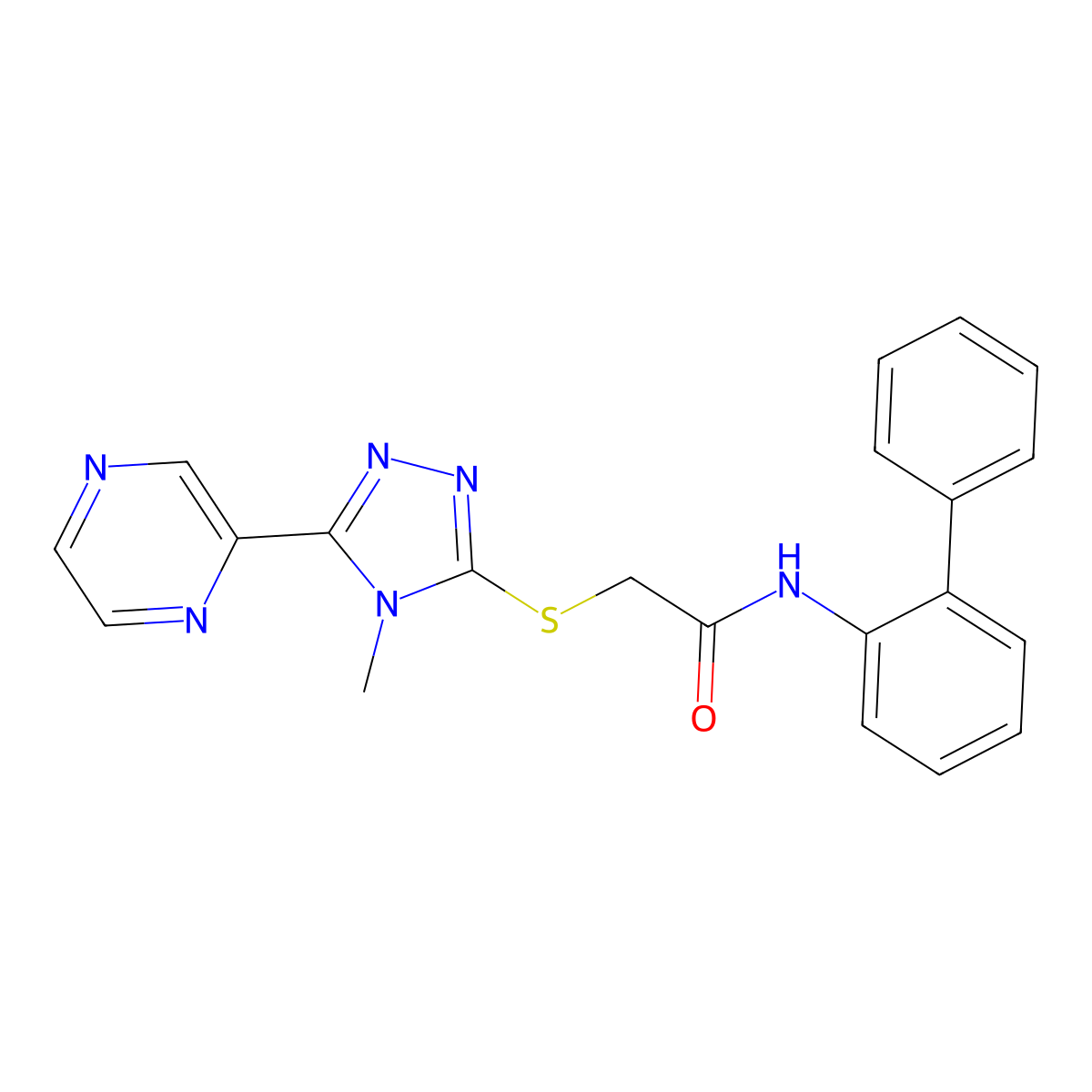 N-(biphenyl-2-yl)-2-{[4-methyl-5-(pyrazin-2-yl)-4H-1,2,4-triazol-3-yl]sulfanyl}acetamide molecular structure, CAS 840499-16-3