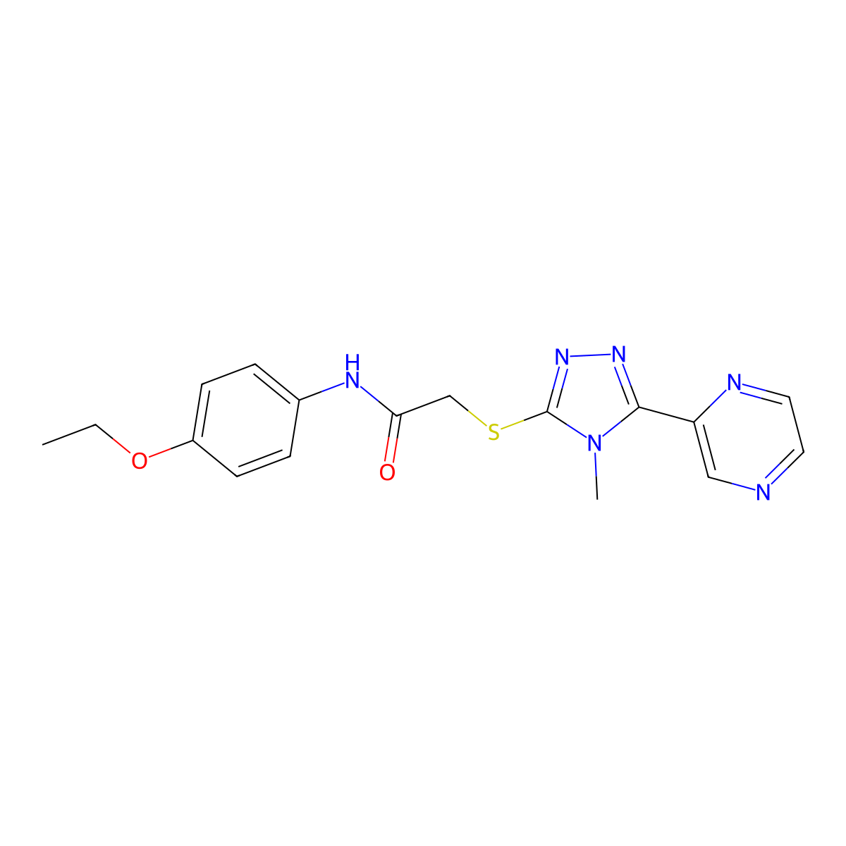 N-(4-ethoxyphenyl)-2-{[4-methyl-5-(pyrazin-2-yl)-4H-1,2,4-triazol-3-yl]sulfanyl}acetamide molecular structure, CAS 840499-18-5