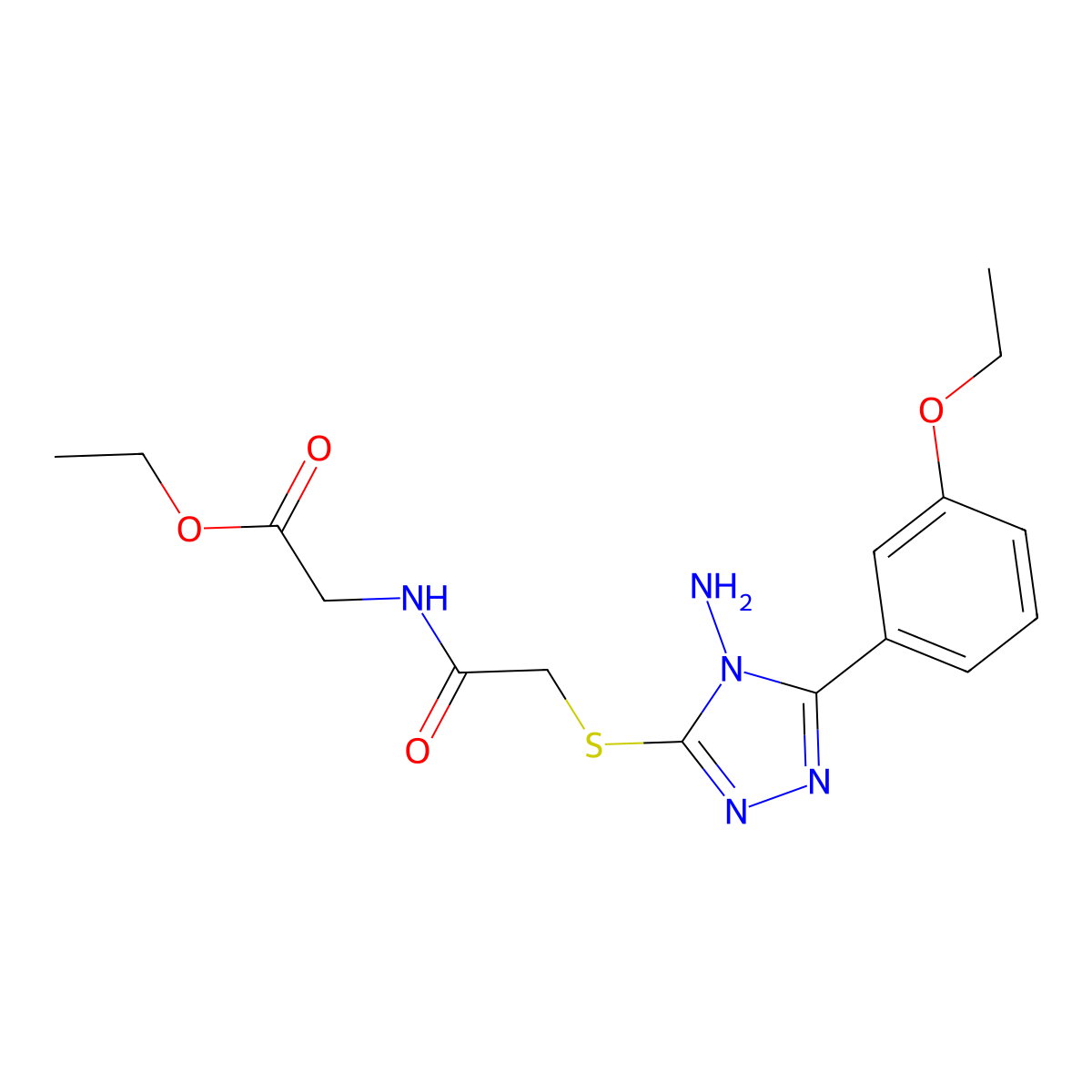 ethyl N-({[4-amino-5-(3-ethoxyphenyl)-4H-1,2,4-triazol-3-yl]sulfanyl}acetyl)glycinate molecular structure, CAS 840499-25-4