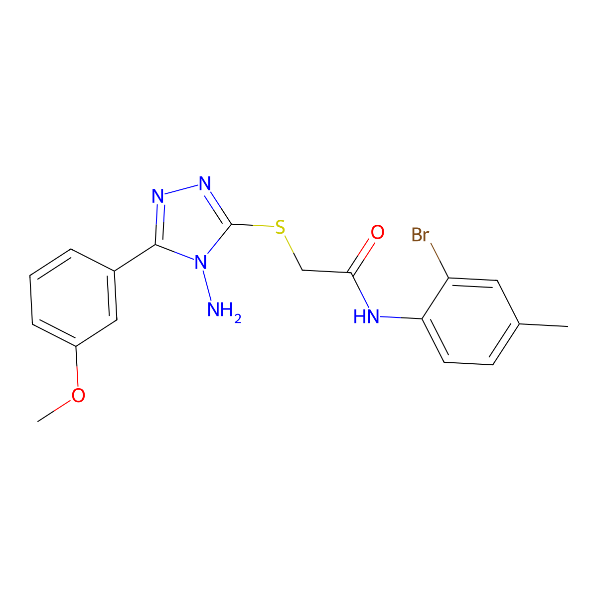 2-[4-amino-5-(3-methoxyphenyl)(1,2,4-triazol-3-ylthio)]-N-(2-bromo-4-methylphe nyl)acetamide molecular structure, CAS 840499-26-5