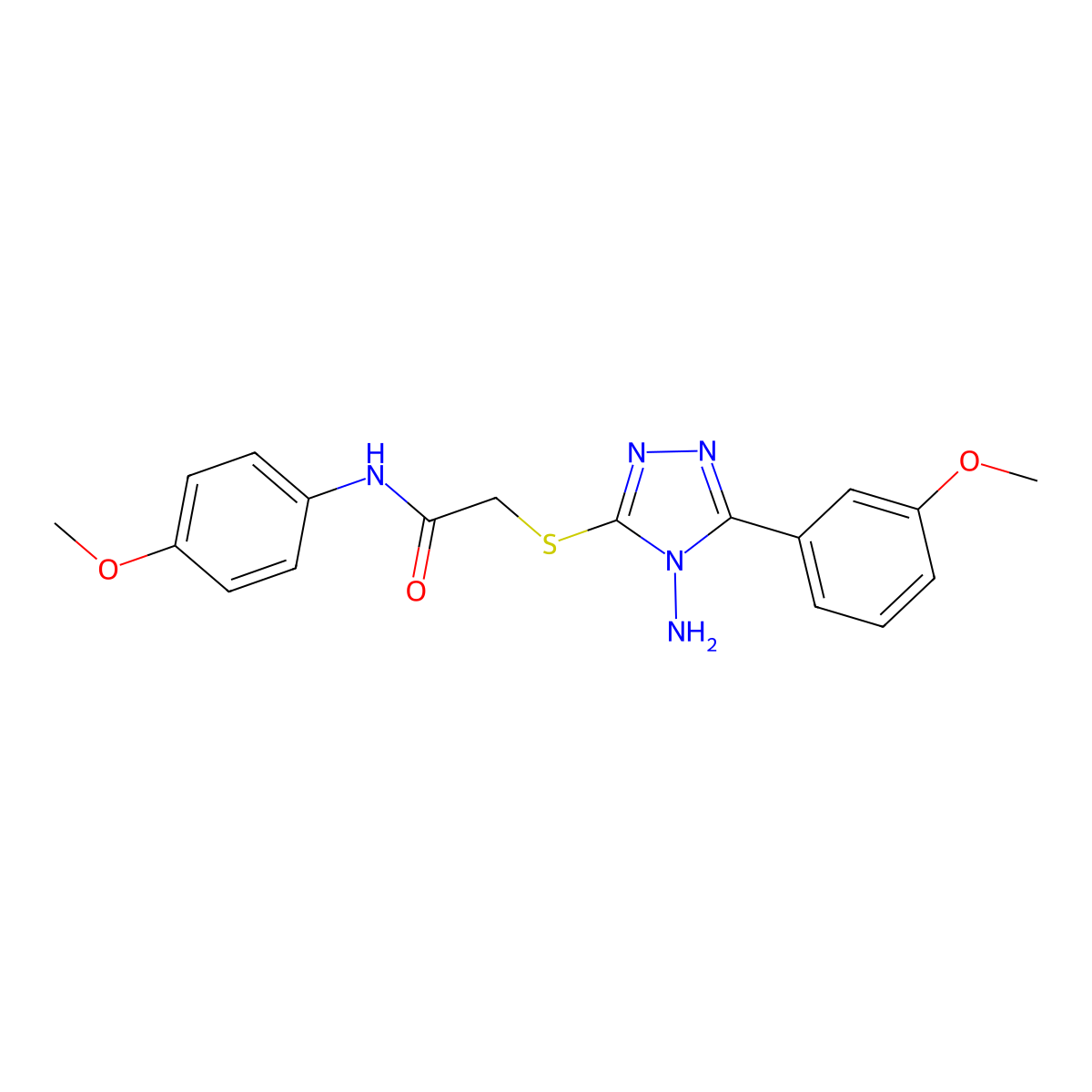 2-[4-amino-5-(3-methoxyphenyl)(1,2,4-triazol-3-ylthio)]-N-(4-methoxyphenyl)ace tamide molecular structure, CAS 840499-60-7