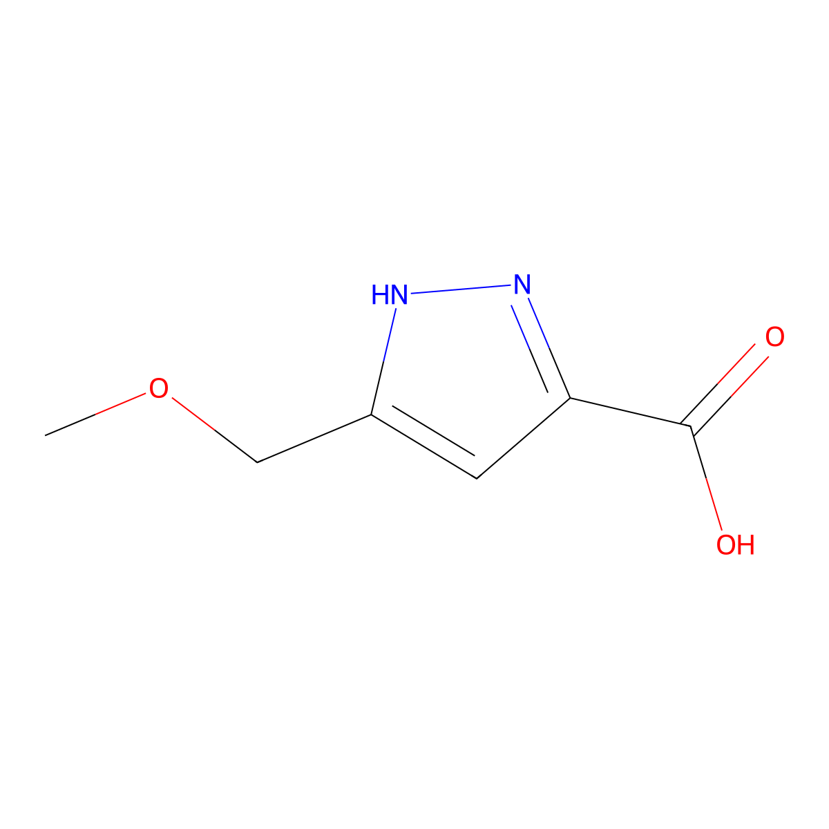 3-(methoxymethyl)-1H-pyrazole-5-carboxylic acid molecular structure, CAS 840504-40-7