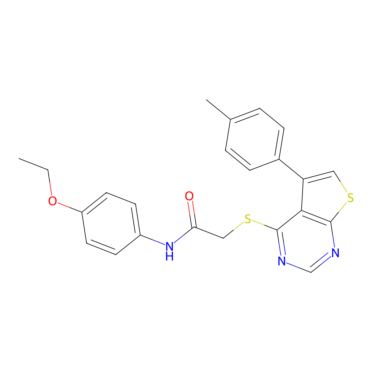 N-(4-ethoxyphenyl)-2-{[5-(4-methylphenyl)thieno[2,3-d]pyrimidin-4-yl]sulfanyl}acetamide molecular structure, CAS 840508-95-4
