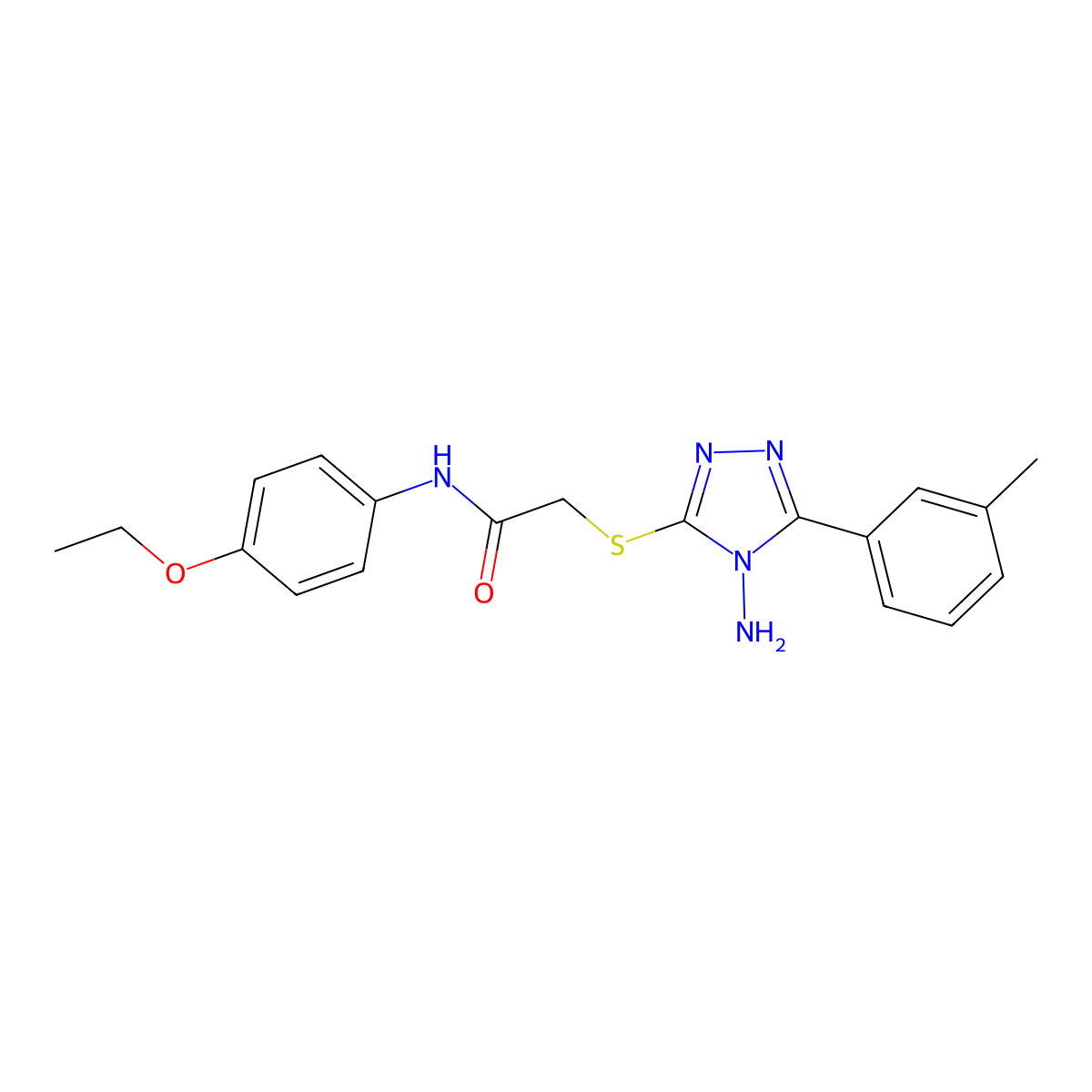 2-((4-amino-5-(m-tolyl)-4H-1,2,4-triazol-3-yl)thio)-N-(4-ethoxyphenyl)acetamide molecular structure, CAS 840509-09-3