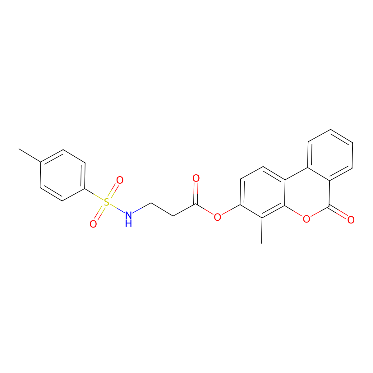 4-methyl-6-oxo-6H-benzo[c]chromen-3-yl N-[(4-methylphenyl)sulfonyl]-beta-alaninate molecular structure, CAS 840509-25-3