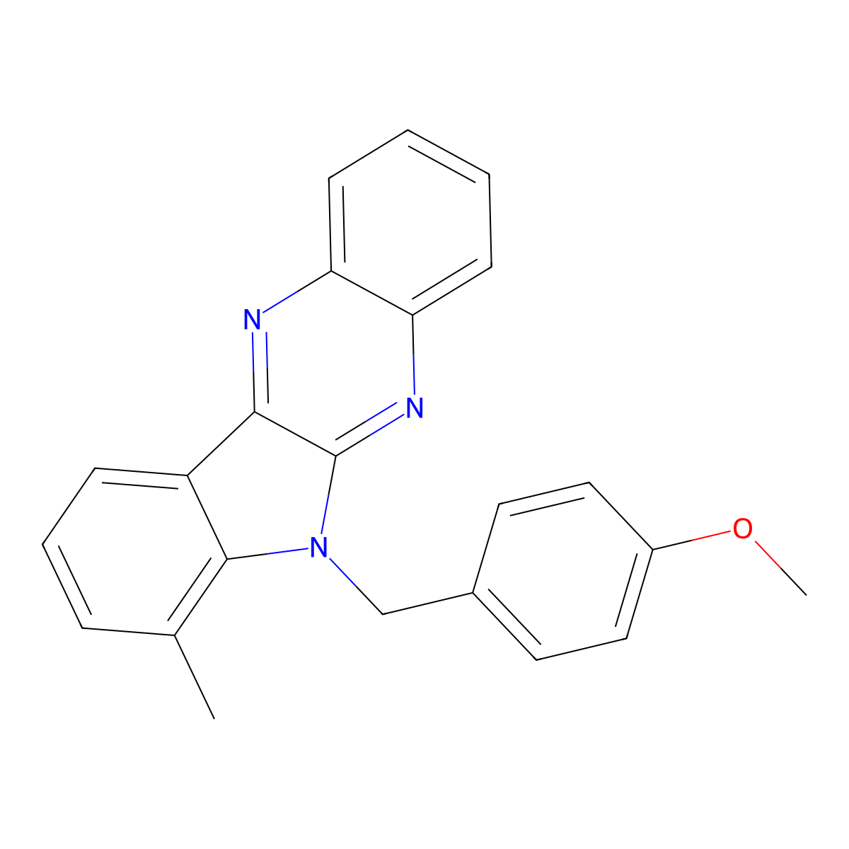 6-(4-methoxybenzyl)-7-methyl-6H-indolo[2,3-b]quinoxaline molecular structure, CAS 840510-00-1