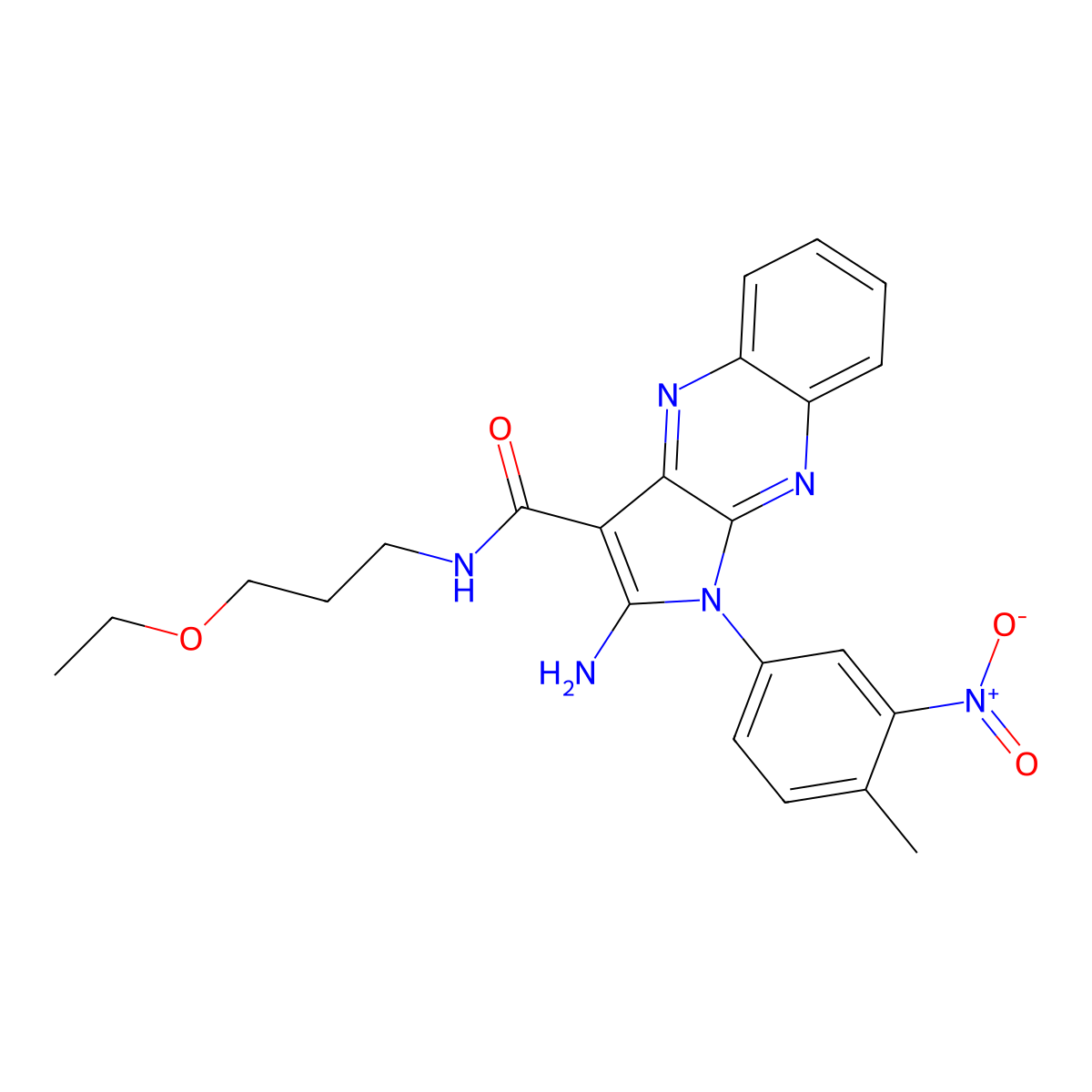 2-amino-N-(3-ethoxypropyl)-1-(4-methyl-3-nitrophenyl)-1H-pyrrolo[2,3-b]quinoxaline-3-carboxamide molecular structure, CAS 840510-05-6
