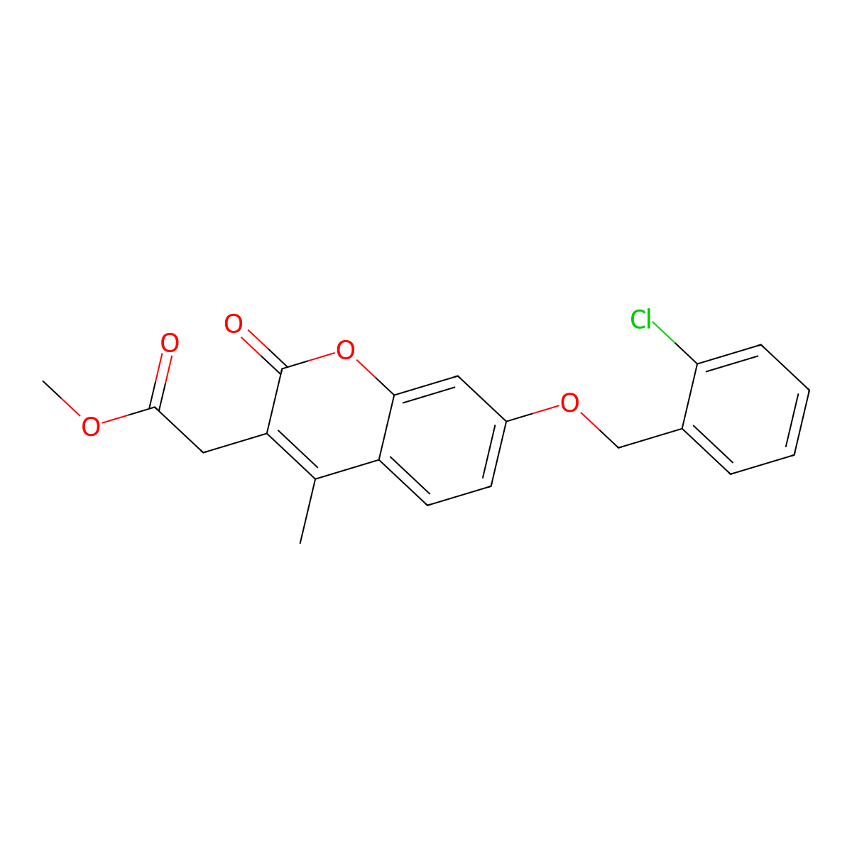 methyl {7-[(2-chlorobenzyl)oxy]-4-methyl-2-oxo-2H-chromen-3-yl}acetate molecular structure, CAS 840510-13-6